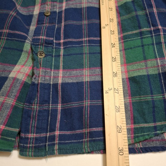 St John's Bay Mens Large Flannel Shirt Navy Pink Plaid Workwear Outdoors - Picture 9 of 11